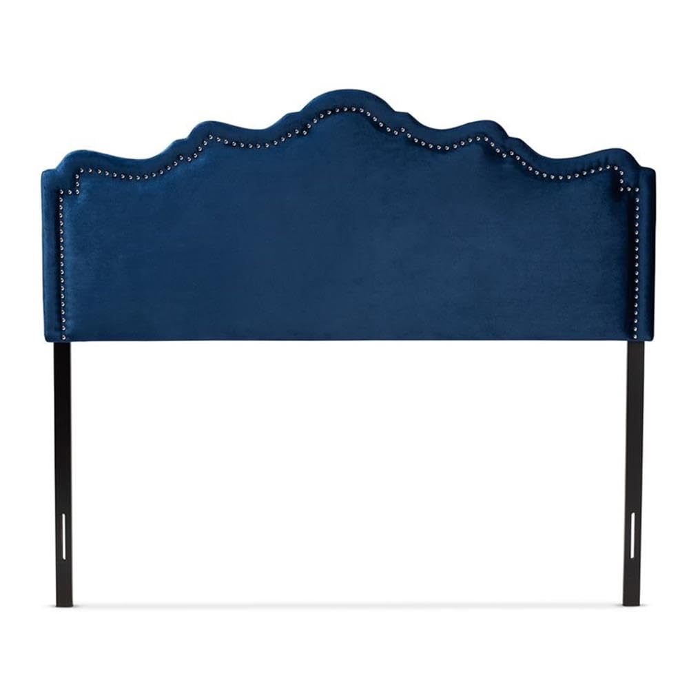 Baxton Studio Nadeen Modern and Contemporary Navy Blue Velvet Fabric Upholstered King Size Headboard